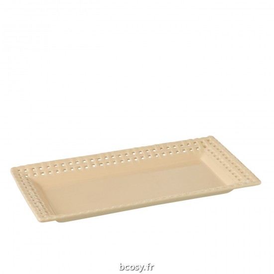 J Line Assiette Rectangle Ceramique Peche L32xB18xH4 cm JLine 34685 by Jolipa 34685 Assortiment de 6 pcs.