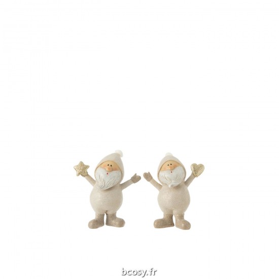 J Line Pere Noel Etoile Coeur Poly Gris Small JLine 35042 by Jolipa 35042 Assortiment de 2 pcs.