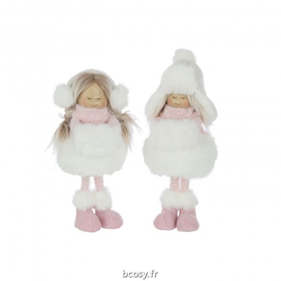 J-Line J Line enfants hiver Jolipa Filles Debout Chapeau Fourrure Polyester Blanc Rose Large Assortiment De 2.