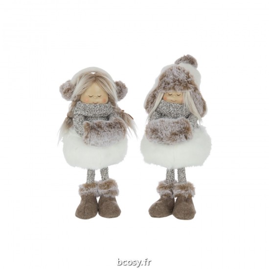 J-Line J Line enfants hiver Jolipa Filles Debout Chapeau Fourrure Polyester Blanc Marron Large Assortiment De 2.