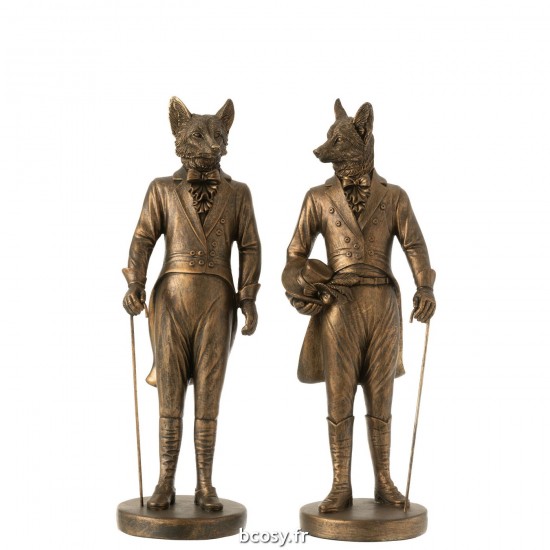 J Line Renard Gentleman Poly Bronze JLine 35113 by Jolipa 35113 Assortiment de 2 pcs.