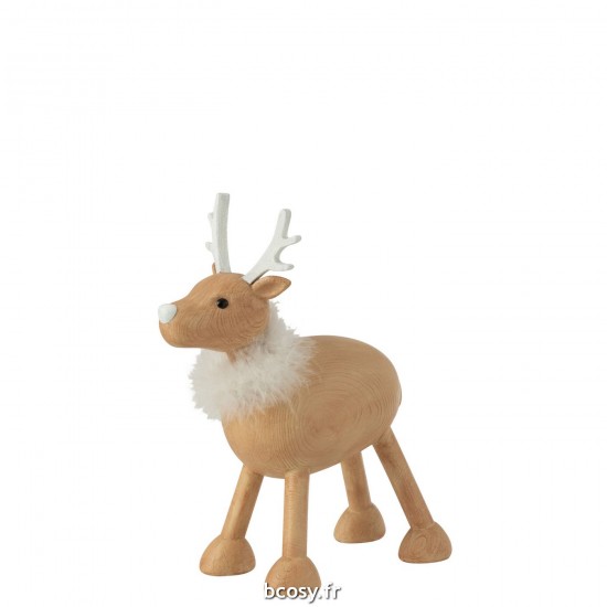 J-Line J Line elans leopards de noel Jolipa Renne Fourrure Resine Naturel Blanc Large.