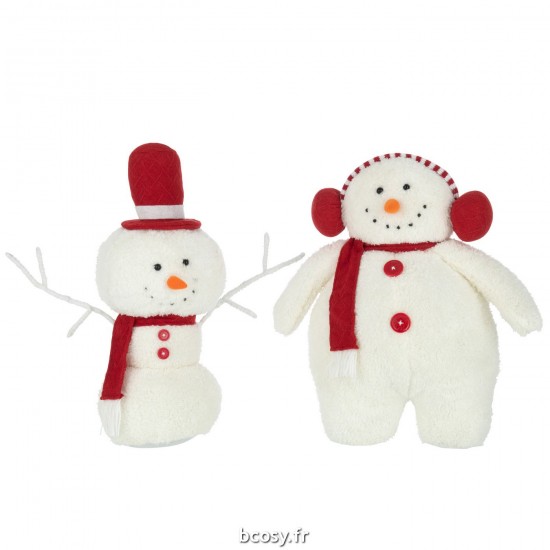 J Line Bonhomme De Neige Echarpe Textile Rouge Blanc Large JLine 35456 by Jolipa 35456 Assortiment de 2 pcs.