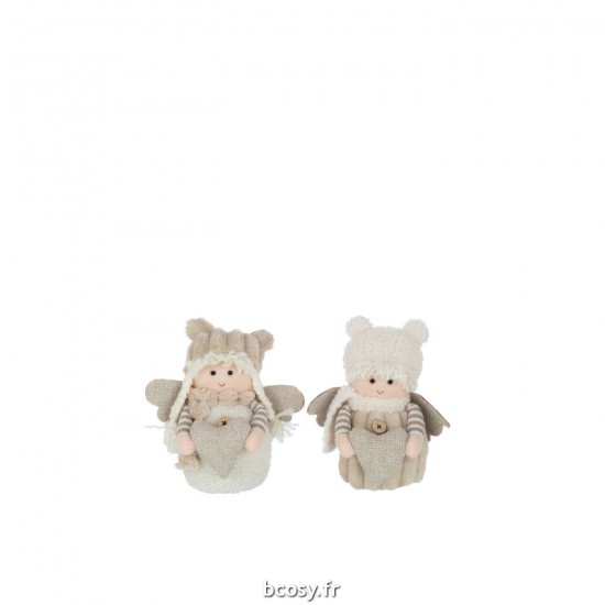 J Line Garcon Et Fille Textile Blanc Beige Small JLine 35459 by Jolipa 35459 Assortiment de 2 pcs.