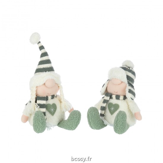 J Line Garcon Et Fille Coeur Lignes Textile Vert Beige JLine 35479 by Jolipa 35479 Assortiment de 2 pcs.