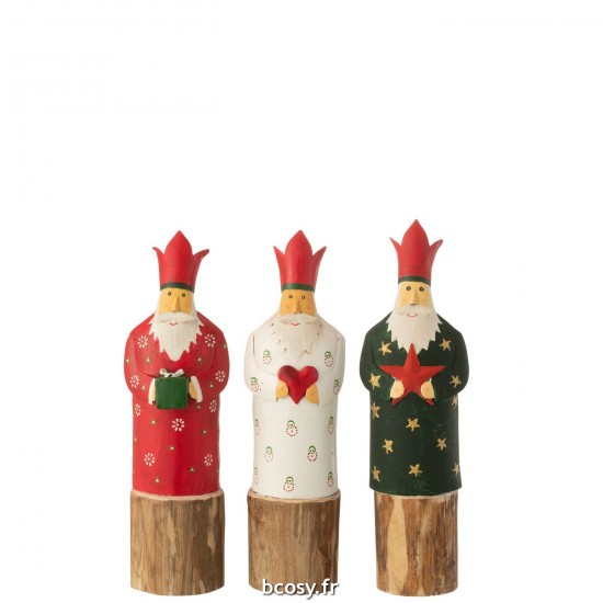 J Line Rois 3 Sur Pied Acier Bois Rouge JLine 35545 by Jolipa 35545 Assortiment de 3 pcs.