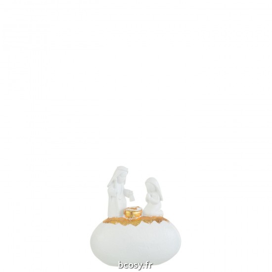 J Line Creche Marie Joseph Sur Pierre Resine Blanc Or JLine 35558 by Jolipa 35558.