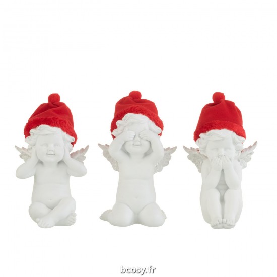 J-Line J Line enfants anges Jolipa Ange Voir Entendre Se Taire Chapeau Rouge Blanc Large Assortiment De 3.