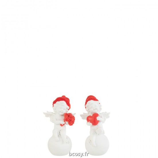 J Line Ange Sur Balle Chapeau Poly Rouge Blanc Small JLine 35566 by Jolipa 35566 Assortiment de 2 pcs.