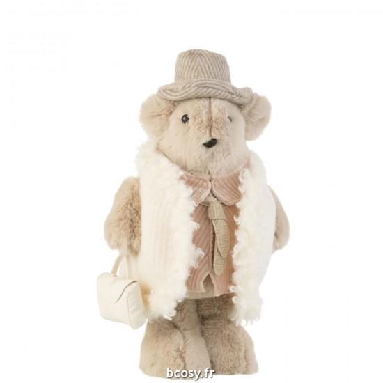 J-Line J Line ours en peluche peluches Jolipa Ours Sac A Main Textile Beige Large.