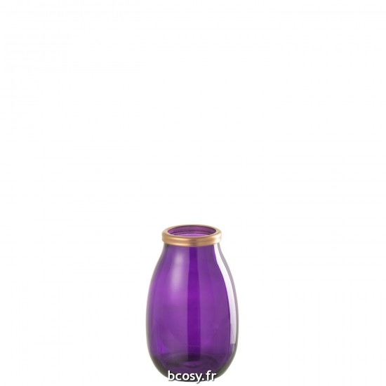 J Line Vase Bord Or Verre Mauve S JLine 35720 by Jolipa 35720.