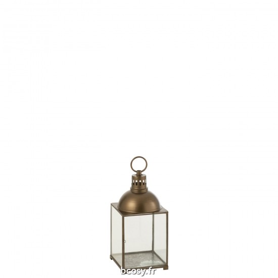 J-Line J Line lanternes photophores Jolipa Lanterne Hagrid Verre Fer Bronze Small.
