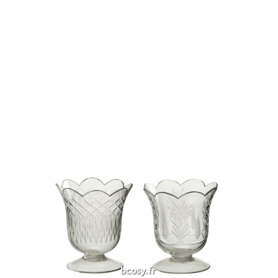 J Line Vase Bien Verre Transparent Small JLine 36013 by Jolipa 36013 Assortiment de 2 pcs.
