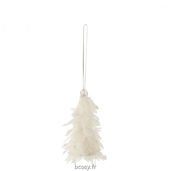 J Line Sapin De Noel Suspendu Paillettes Plumes Blanc JLine 36850 by Jolipa 36850.