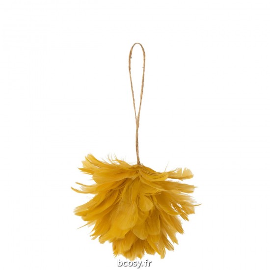 J Line Boule Suspendue Plumes Jaune JLine 36854 by Jolipa 36854.