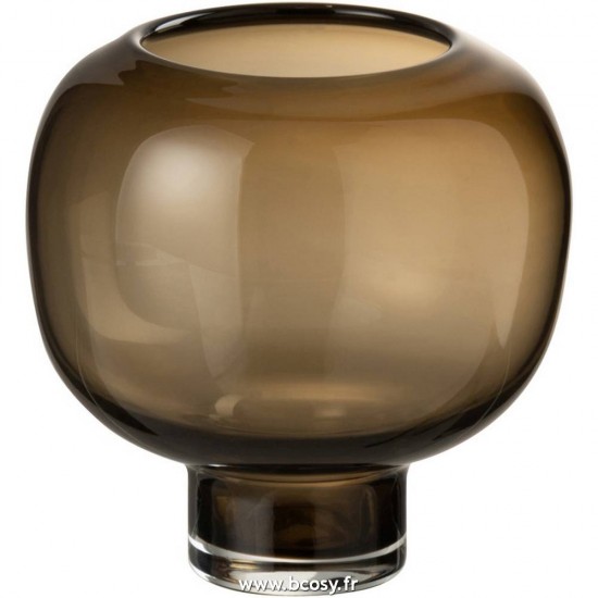 J Line Vase Sur Pied Rond Verre Marron Foncé Small 14 Jline 3689 by Jolipa 3689