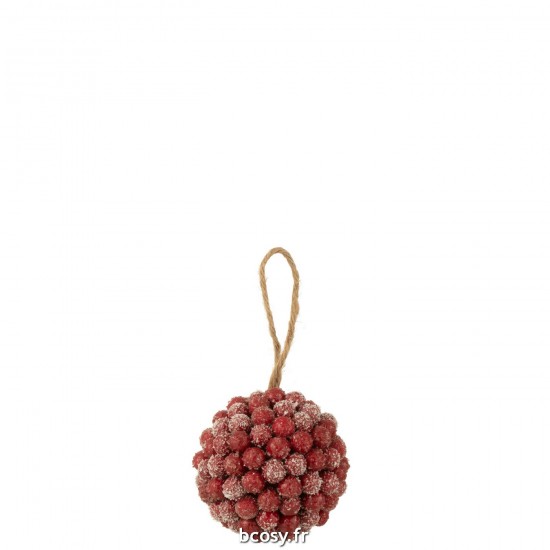 J Line Boule Suspension Baies Paillettes Plastique Rouge Medium JLine 36899 by Jolipa 36899.