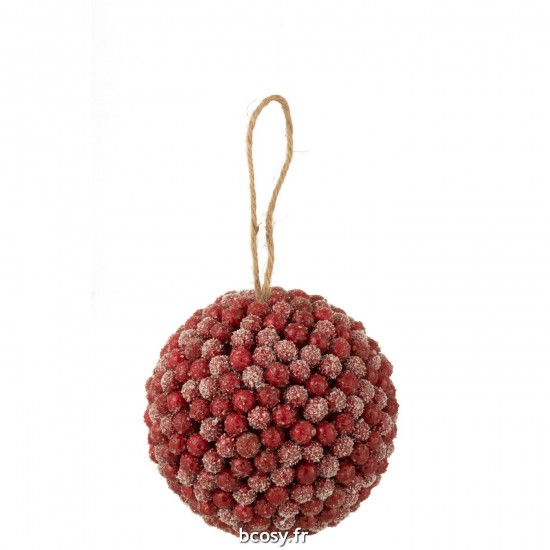 J Line Boule Suspension Baies Paillettes Plastique Rouge Large JLine 36900 by Jolipa 36900.