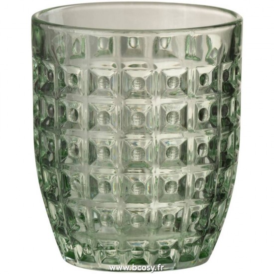 J Line Verre Motif Relief Verre Vert 10 Jline 3696 by Jolipa 3696 Assortiment de 4 pcs