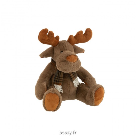 J-Line J Line animals en peluche peluches Jolipa Renne Echarpe Assis Textile Brun Large.