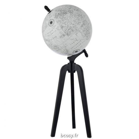 J-Line J Line mappemondes sur pied globes terrestres Jolipa Globe Sur Pied Bois Gris Noir Extra Large.
