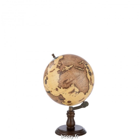 J-Line J Line mappemondes sur pied globes terrestres Jolipa Globe Sur Pied Bois Orange Brun Large.