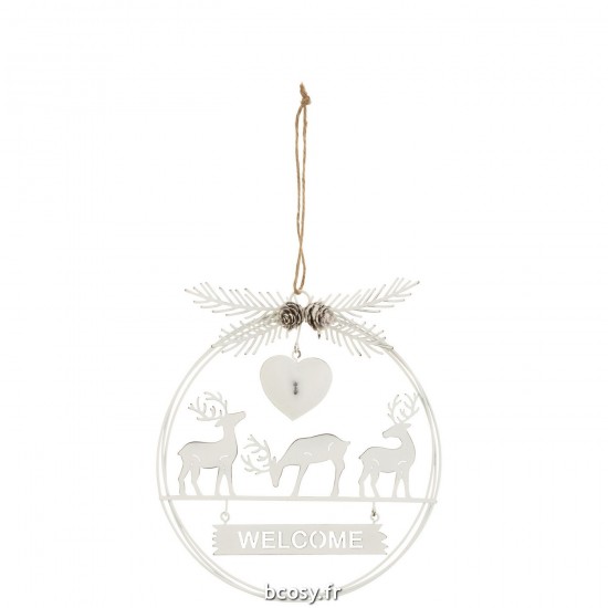 J Line Suspension Noel Welcome Metal Blanc JLine 37127 by Jolipa 37127.