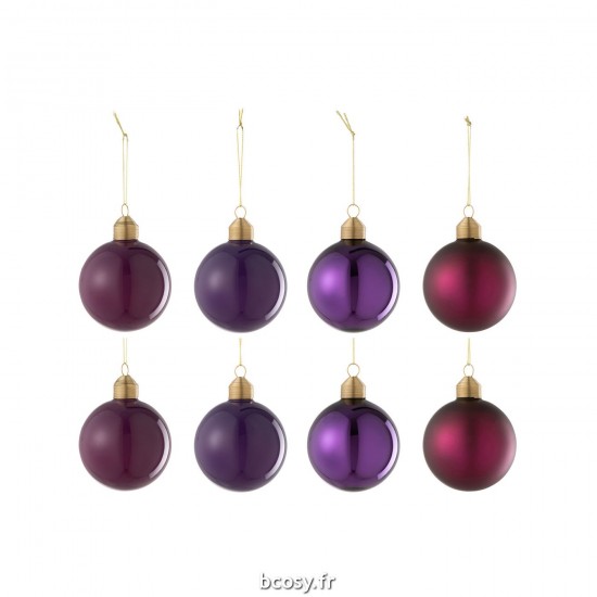 J Line Boite De 8 Boule De Noel 2 2 2 2 Verre Mat Brillant Mauve JLine 37359 by Jolipa 37359.