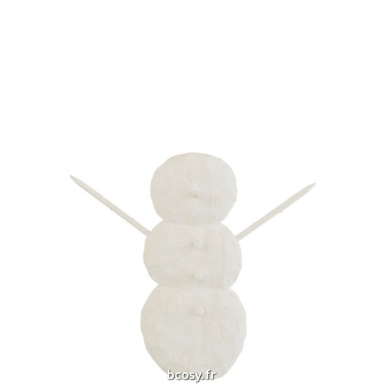 J Line Figurine Bonhomme De Neige Bois Blanc JLine 37865 by Jolipa 37865.