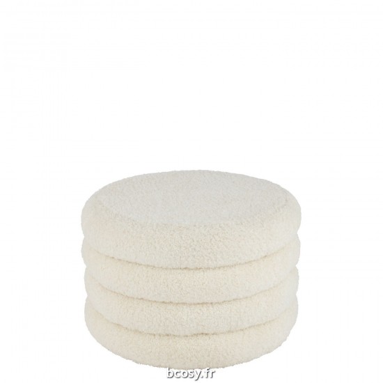 J Line Pouf Rond Teddy Poly Blanc JLine 38814 by Jolipa 38814.