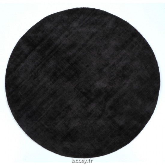 J-Line J Line tapis moquettes Jolipa Tapis Rond Fait Main Viscose Noir.