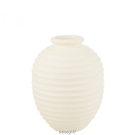 J-Line J Line cachepots de fleur Jolipa Cachepot Oval Terracotta Blanc Large.