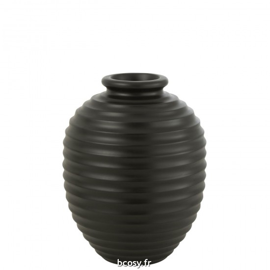 J-Line J Line cachepots de fleur Jolipa Cachepot Oval Terracotta Noir Large.