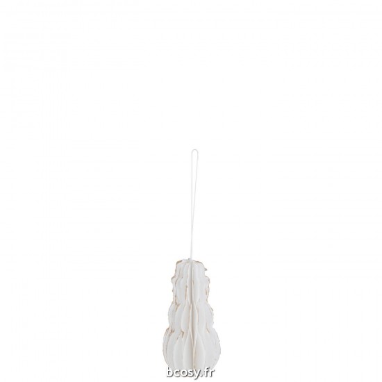 J Line Suspension Bonhomme De Neige Coton Maché Blanc Or JLine 39552 by Jolipa 39552.