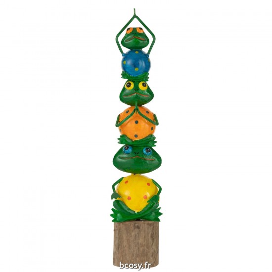 J-Line J Line grenouilles statuettes Jolipa Grenouille Pyramide Sur Pied Acier Bois Mix Large.