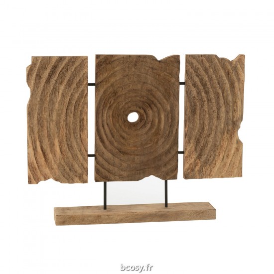 J Line Triptyque Sculpte Sur Socle Bois Manguier Naturel JLine 40079 by Jolipa 40079.