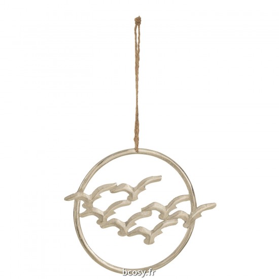 J Line Suspension Oiseaux Cercle Aluminium Argent JLine 40189 by Jolipa 40189.