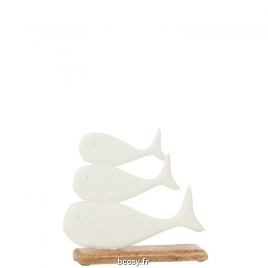 J-Line J Line baleines sur base statuettes Jolipa Baleines Sur Socle Aluminium Blanc Large.