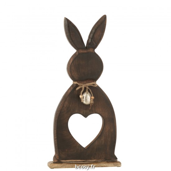 J-Line J Line lapins statuettes Jolipa Lapin Coeur Oeuf Manguier Marron Fonce Large.