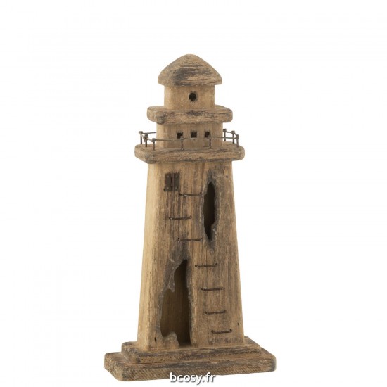 J-Line J Line phares statuettes Jolipa Phare Paulownia Bois Fonce Naturel Large.