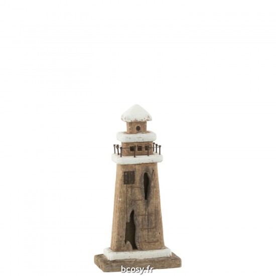 J Line Phare Paulownia Bois Naturel Blanc Small JLine 40337 by Jolipa 40337.