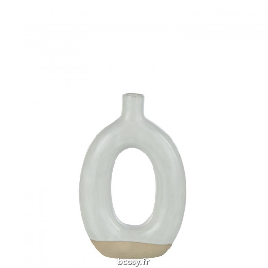 J-Line J Line vases Jolipa Vase Cercle Porcelaine Blanc Beige Large.