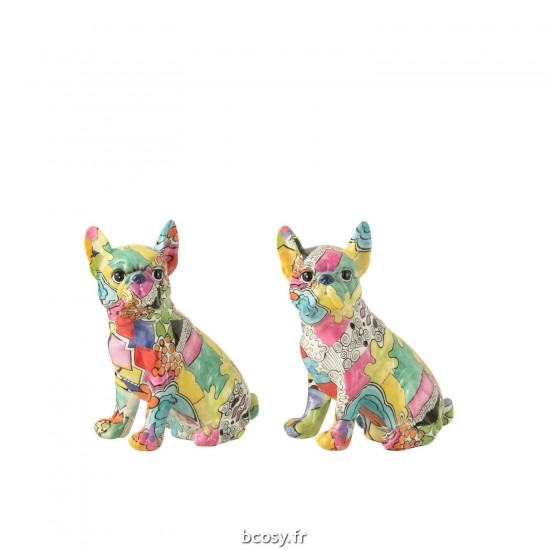 J Line Bulldog Yeux Assis Pop Art Polyresine JLine 40521 by Jolipa 40521.