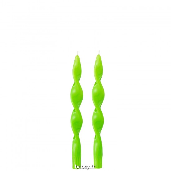 J-Line J Line bougies Jolipa Boite 2 Bougies Torsade Vert Small 3H.