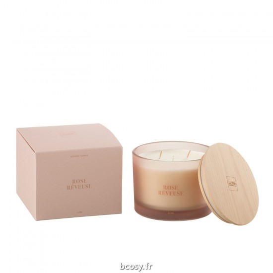 J-Line J Line bougies parfumées Jolipa Bougie Senteur Accords Essentiels Rose Rêveuse 28H.