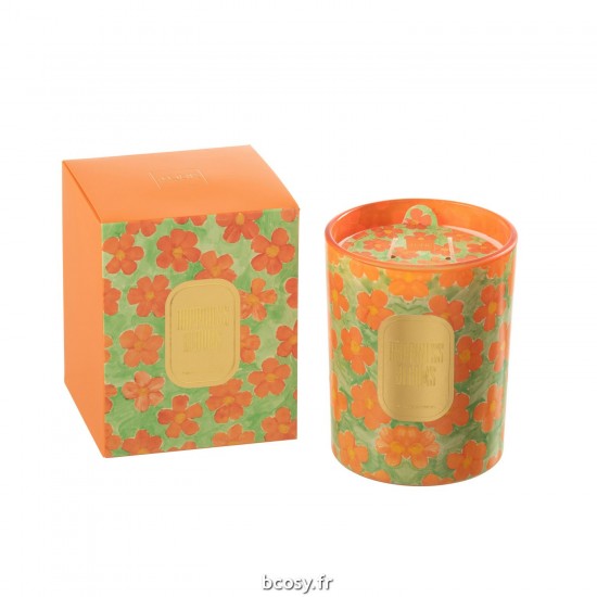 J-Line J Line bougies parfumées Jolipa Bougie Senteur Fleurs Orange Vert Large 70 Heures.