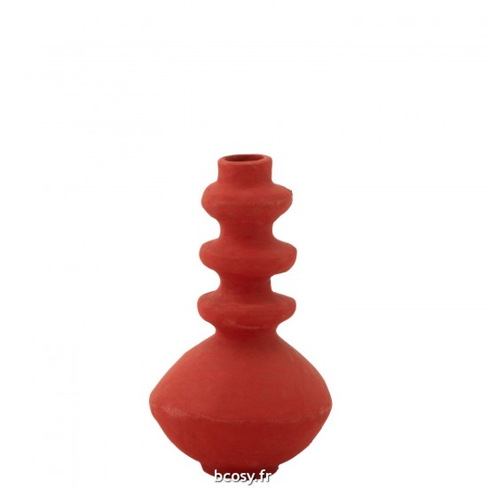 J-Line J Line Vase déco Vases déco Jolipa Pot Triple Papier Mache Rouge.