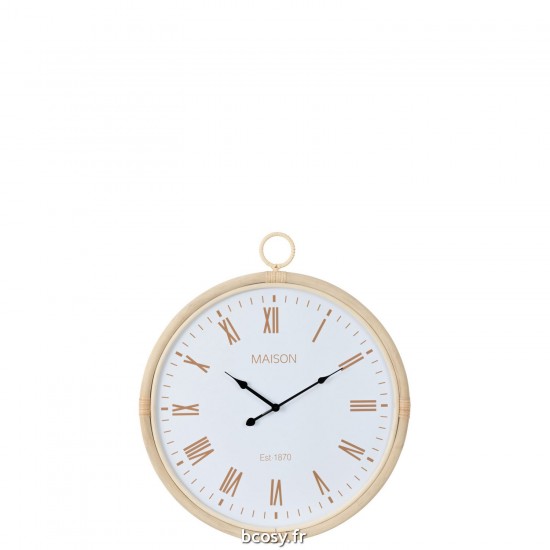 J-Line J Line horloges murales Jolipa Horloge Murale Kyr Rottin Mdf Naturel Blanc Medium.