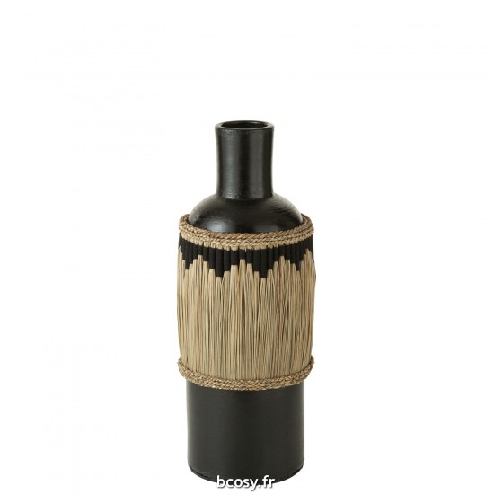 J Line Vase Motifs Terracota Herbes Noir Nataurel JLine 41528 by Jolipa 41528.