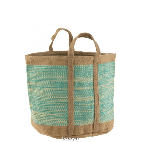 J Line Panier Rond Avec Anses Jute Naturel Azur JLine 41566 by Jolipa 41566.